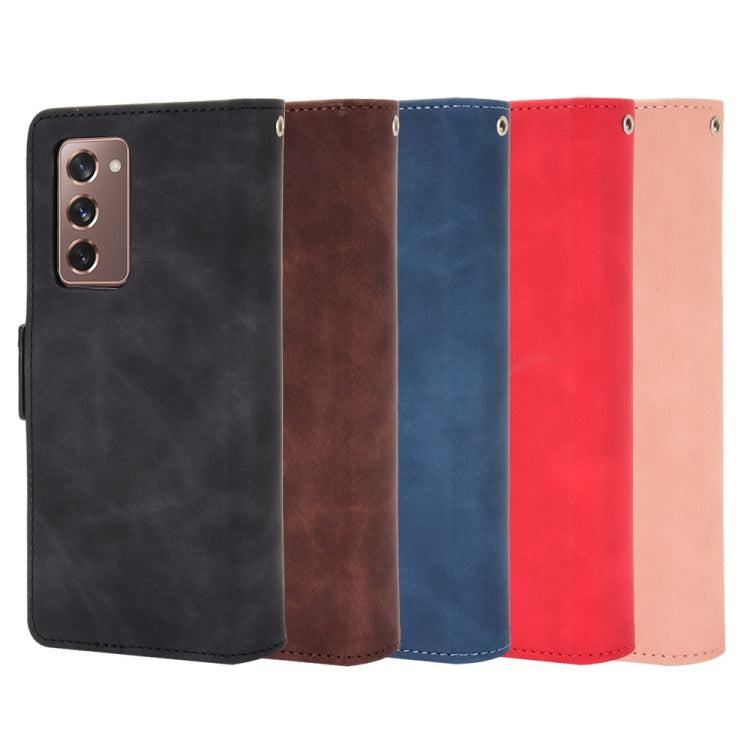 For Samsung Galaxy Z Fold2 5G Wallet Style Skin Feel Calf Pattern Leather Case with Separate Card Slot(Black)