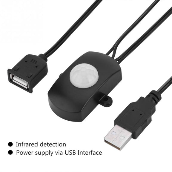 DC 5V/12V/24V USB Body Infrared PIR Motion Sensor Switch Human Motion Sensor Detector Switch For LED Light Strip(Black)