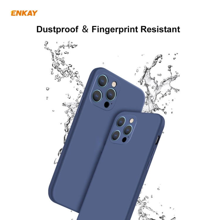 For iPhone 12 Pro Hat-Prince ENKAY ENK-PC069 Liquid Silicone Straight Edge Shockproof Protective Case(Navy Blue)