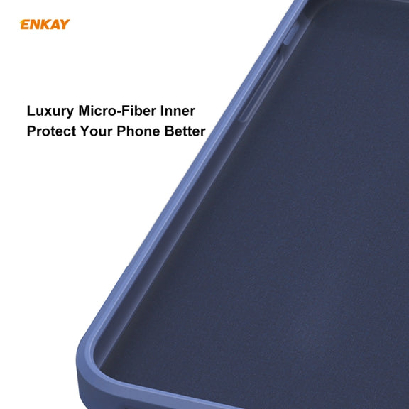 For iPhone 12 Pro Hat-Prince ENKAY ENK-PC069 Liquid Silicone Straight Edge Shockproof Protective Case(Navy Blue)