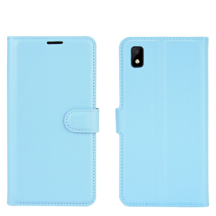 For ZTE Blade L210 Litchi Texture Horizontal Flip Protective Case with Holder & Card Slots & Wallet(Blue)