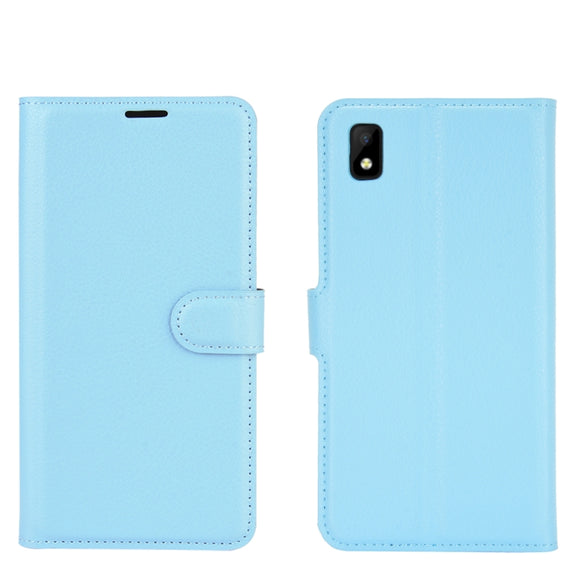 For ZTE Blade L210 Litchi Texture Horizontal Flip Protective Case with Holder & Card Slots & Wallet(Blue)