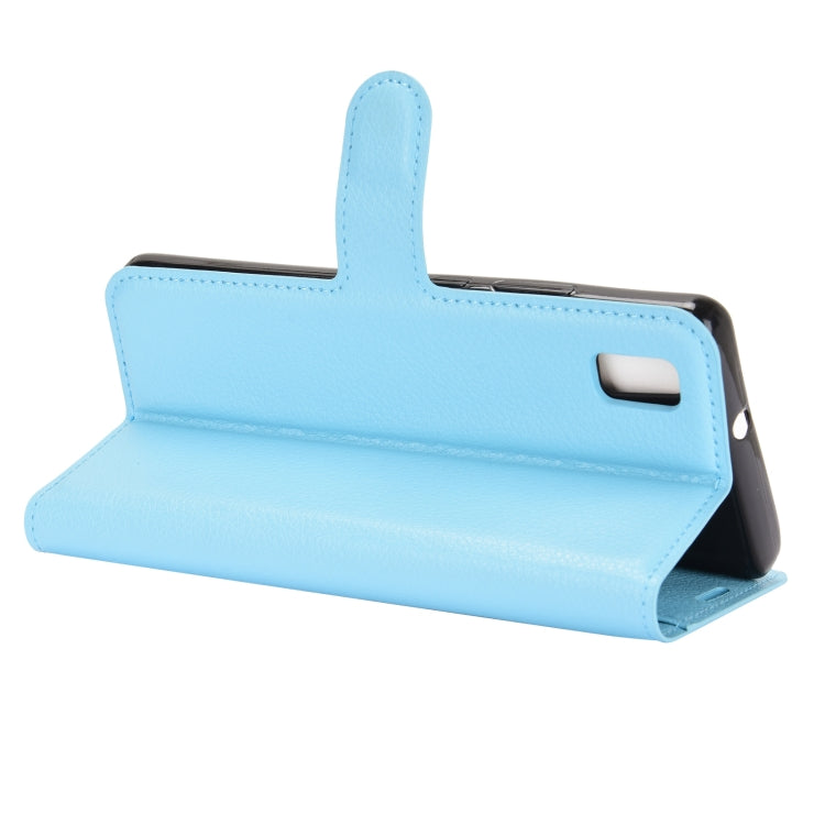 For ZTE Blade L210 Litchi Texture Horizontal Flip Protective Case with Holder & Card Slots & Wallet(Blue)