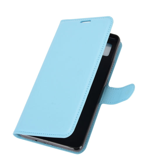 For ZTE Blade L210 Litchi Texture Horizontal Flip Protective Case with Holder & Card Slots & Wallet(Blue)