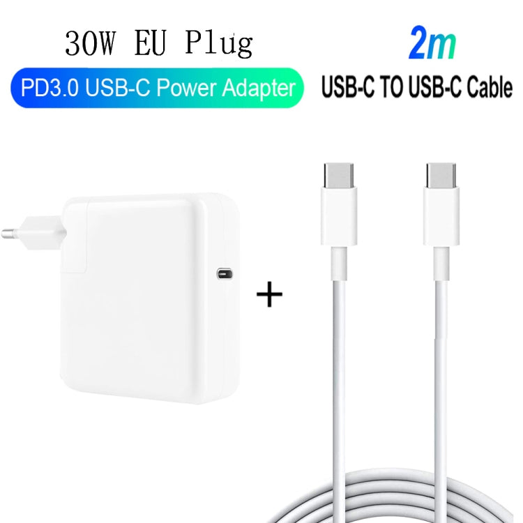 2 in 1 PD 30W USB-C / Type-C + 3A PD 3.0 USB-C / Type-C to USB-C / Type-C Fast Charge Data Cable Set, Cable Length: 2m, EU Plug