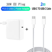 2 in 1 PD 30W USB-C / Type-C + 3A PD 3.0 USB-C / Type-C to USB-C / Type-C Fast Charge Data Cable Set, Cable Length: 2m, EU Plug
