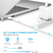 2 in 1 PD 30W USB-C / Type-C + 3A PD 3.0 USB-C / Type-C to USB-C / Type-C Fast Charge Data Cable Set, Cable Length: 2m, EU Plug