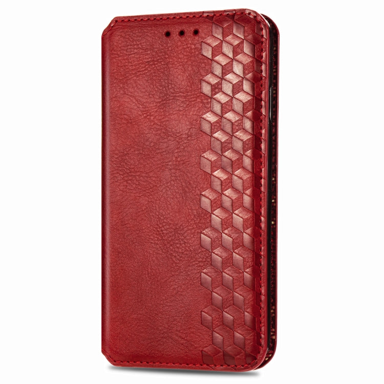 For vivo Y20 Cubic Grid Pressed Horizontal Flip Magnetic PU Leather Case with Holder & Card Slots & Wallet(Red)
