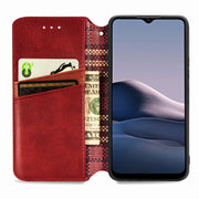 For vivo Y20 Cubic Grid Pressed Horizontal Flip Magnetic PU Leather Case with Holder & Card Slots & Wallet(Red)