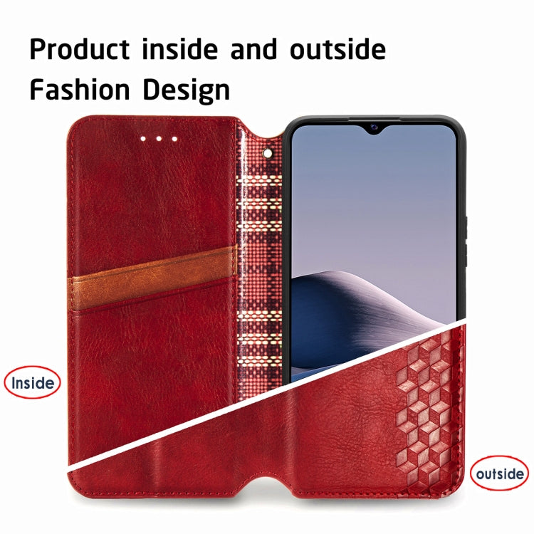 For vivo Y20 Cubic Grid Pressed Horizontal Flip Magnetic PU Leather Case with Holder & Card Slots & Wallet(Red)