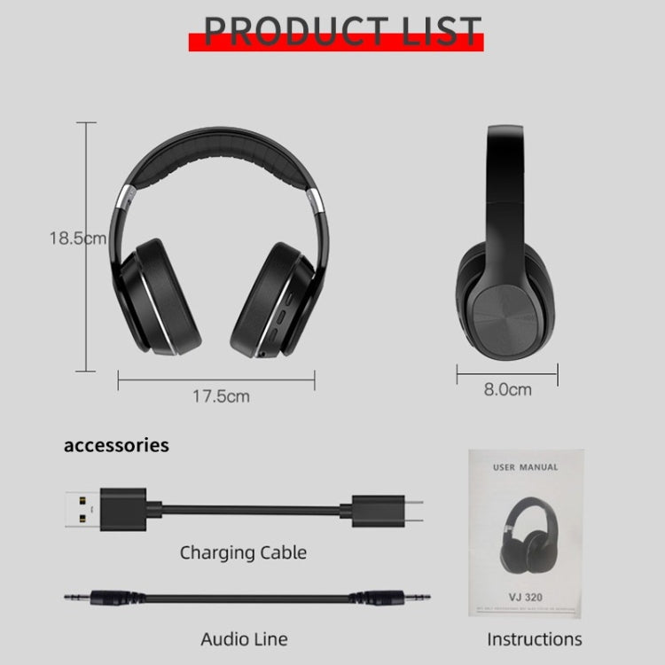 VJ320 Bluetooth 5.0 Head-mounted Foldable Wireless Headphones Support TF Card with Mic(Red)