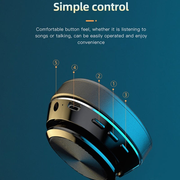 VJ320 Bluetooth 5.0 Head-mounted Foldable Wireless Headphones Support TF Card with Mic(Red)