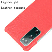 For Samsung Galaxy S20 FE Shockproof Crocodile Texture PC + PU Case(Red)