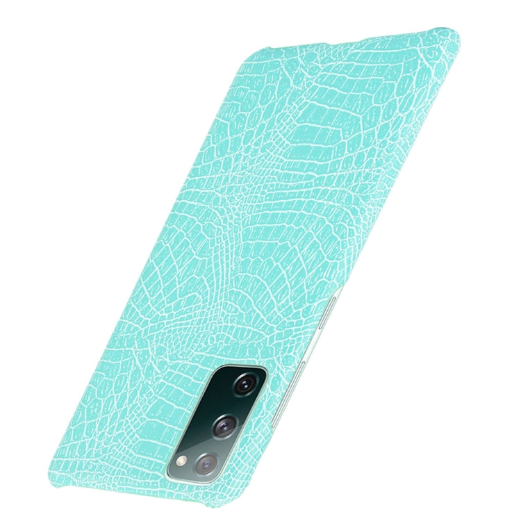 For Samsung Galaxy S20 FE Shockproof Crocodile Texture PC + PU Case(Light Green)