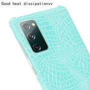 For Samsung Galaxy S20 FE Shockproof Crocodile Texture PC + PU Case(Light Green)