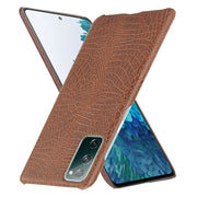 For Samsung Galaxy S20 FE Shockproof Crocodile Texture PC + PU Case(Brown)
