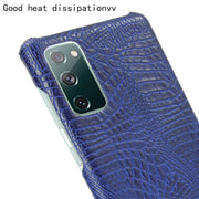 For Samsung Galaxy S20 FE Shockproof Crocodile Texture PC + PU Case(Blue)