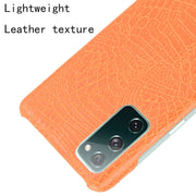 For Samsung Galaxy S20 FE Shockproof Crocodile Texture PC + PU Case(Orange)