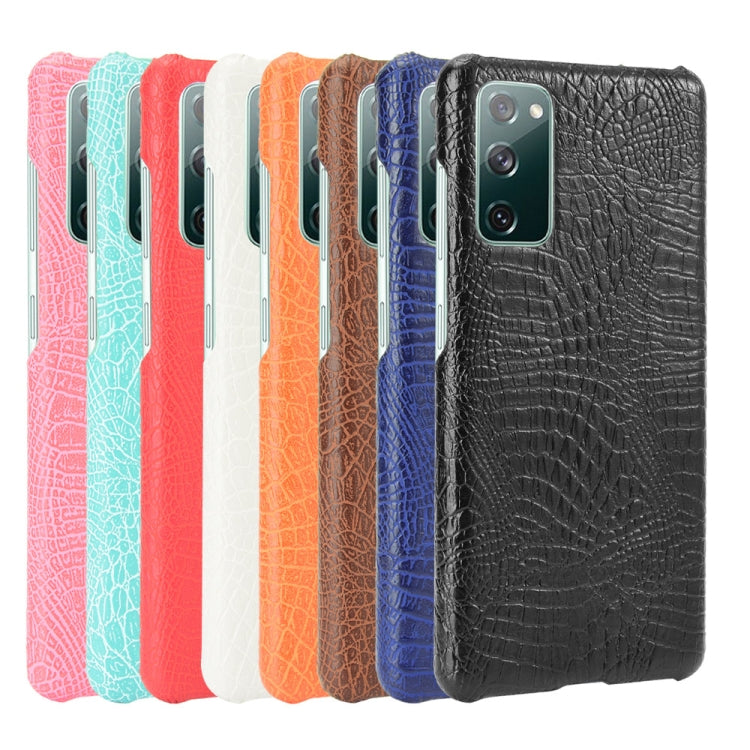 For Samsung Galaxy S20 FE Shockproof Crocodile Texture PC + PU Case(Pink)