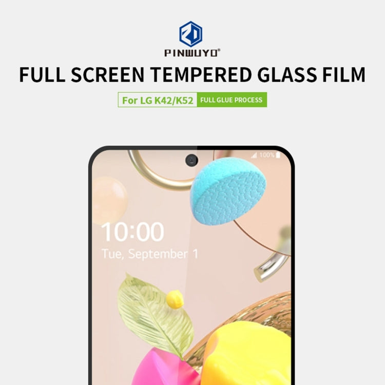 For LG K42 / K52 PINWUYO 9H 2.5D Full Screen Tempered Glass Film(Black)