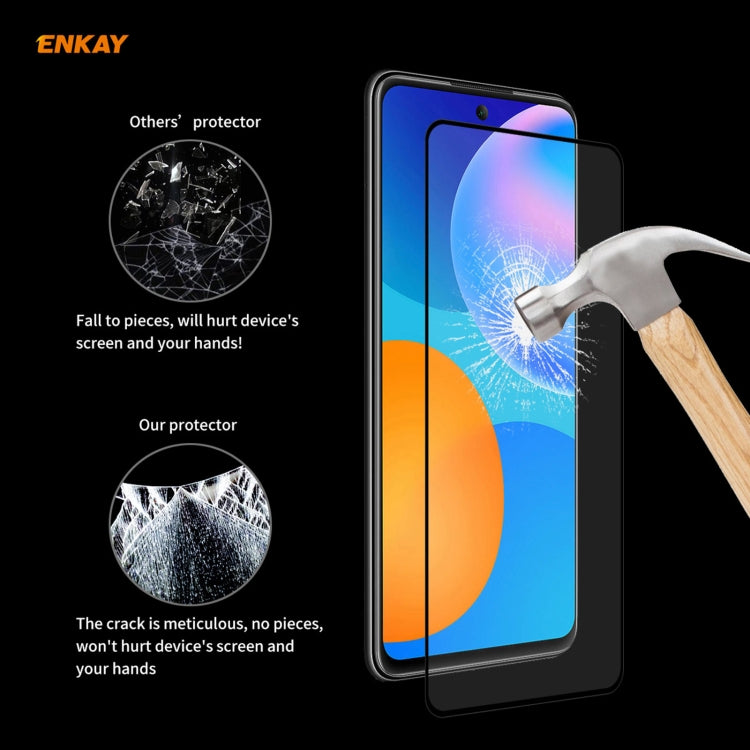For Huawei P Smart 2021 ENKAY Hat-Prince Full Glue 0.26mm 9H 2.5D Tempered Glass Full Coverage Film