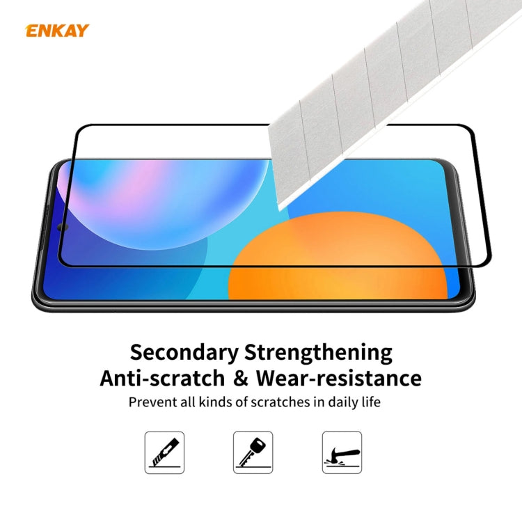 For Huawei P Smart 2021 ENKAY Hat-Prince Full Glue 0.26mm 9H 2.5D Tempered Glass Full Coverage Film