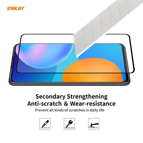 For Huawei P Smart 2021 ENKAY Hat-Prince Full Glue 0.26mm 9H 2.5D Tempered Glass Full Coverage Film