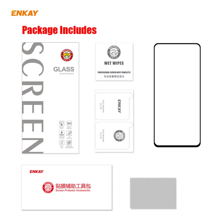 For Huawei P Smart 2021 ENKAY Hat-Prince Full Glue 0.26mm 9H 2.5D Tempered Glass Full Coverage Film