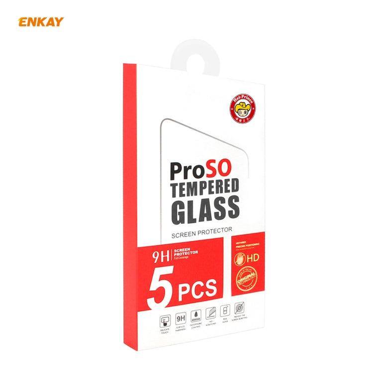 For Huawei P Smart 2021 5 PCS ENKAY Hat-Prince Full Glue 0.26mm 9H 2.5D Tempered Glass Full Coverage Film