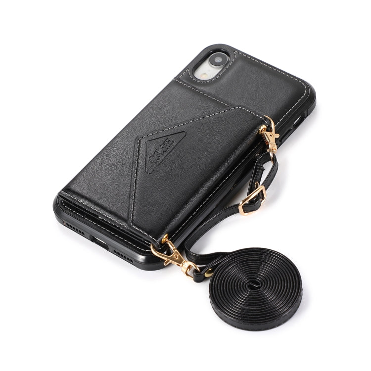 For iPhone X / XS Multi-functional Cross-body Card Bag TPU+PU Back Cover Case with Holder & Card Slot & Wallet(Black)