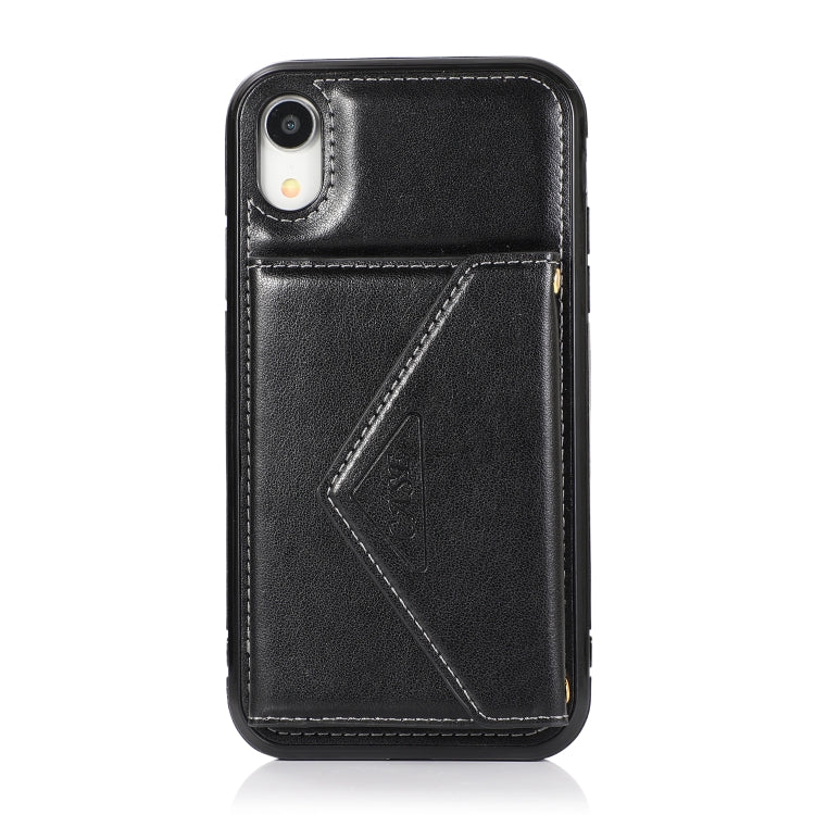 For iPhone X / XS Multi-functional Cross-body Card Bag TPU+PU Back Cover Case with Holder & Card Slot & Wallet(Black)