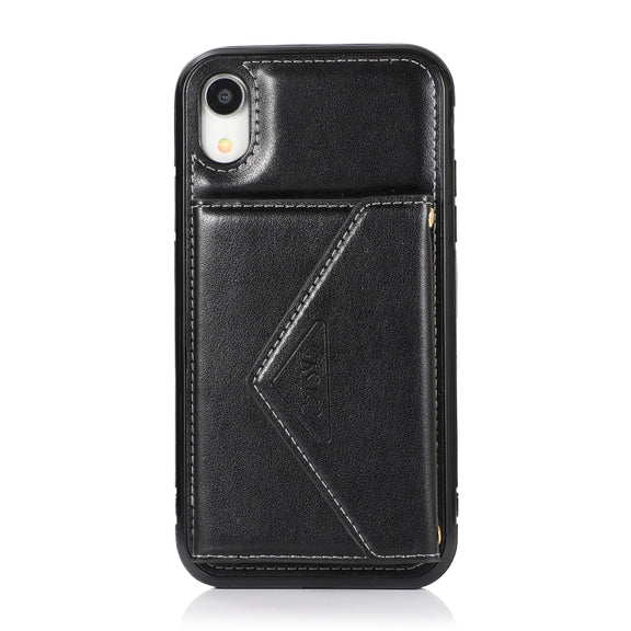 For iPhone X / XS Multi-functional Cross-body Card Bag TPU+PU Back Cover Case with Holder & Card Slot & Wallet(Black)