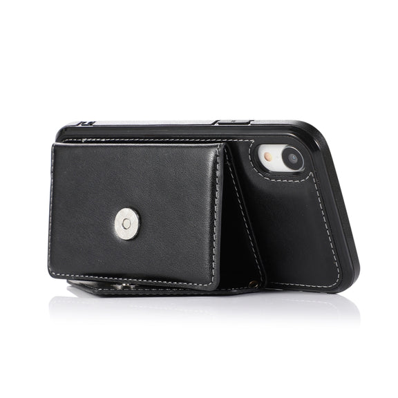 For iPhone X / XS Multi-functional Cross-body Card Bag TPU+PU Back Cover Case with Holder & Card Slot & Wallet(Black)