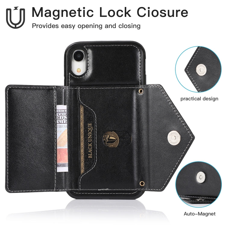 For iPhone X / XS Multi-functional Cross-body Card Bag TPU+PU Back Cover Case with Holder & Card Slot & Wallet(Black)