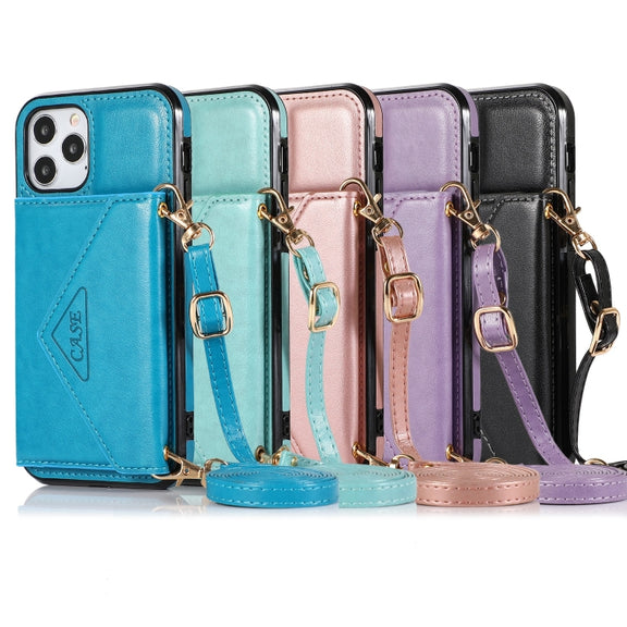 For iPhone X / XS Multi-functional Cross-body Card Bag TPU+PU Back Cover Case with Holder & Card Slot & Wallet(Black)