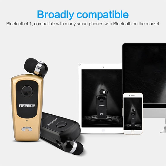 Fineblue F920 CSR4.1 Retractable Cable Caller Vibration Reminder Anti-theft Bluetooth Headset