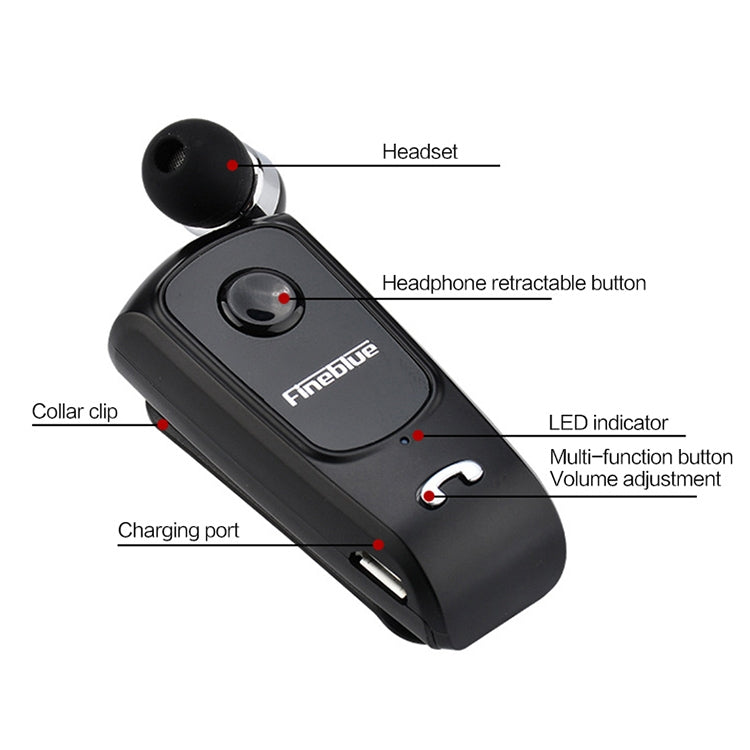 Fineblue F920 CSR4.1 Retractable Cable Caller Vibration Reminder Anti-theft Bluetooth Headset