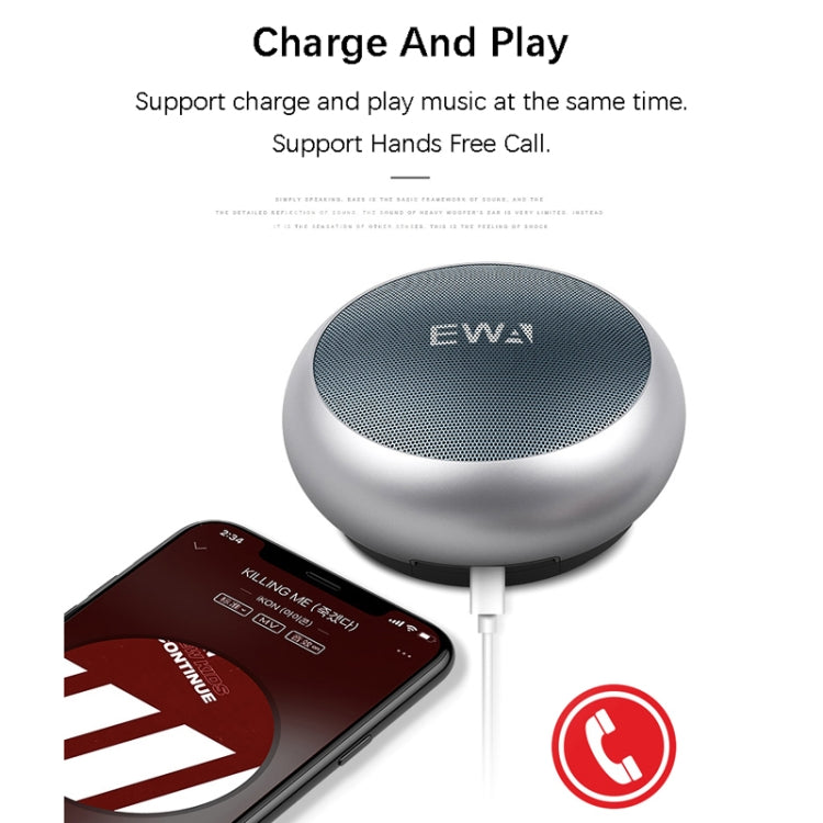 EWA A110 IPX5 Water-resistant Portable Mini Metal Wireless Bluetooth Speaker Supports 3.5mm Audio & 32GB TF Card & Calls(Silver)