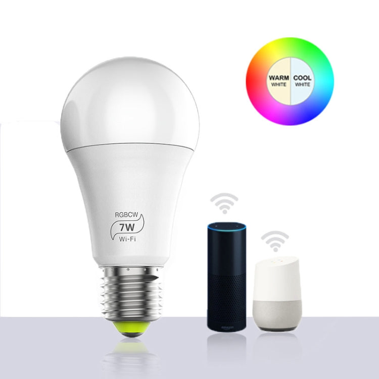 7W  E27 RGBCW WIFI LED smart bulb wireless smart home automation light(RGBCW+Warm White+White)