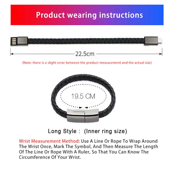XJ-28 3A USB to 8 Pin Creative Bracelet Data Cable, Cable Length: 22.5cm(Brown)