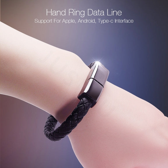 XJ-28 3A USB to 8 Pin Creative Bracelet Data Cable, Cable Length: 22.5cm(Brown)