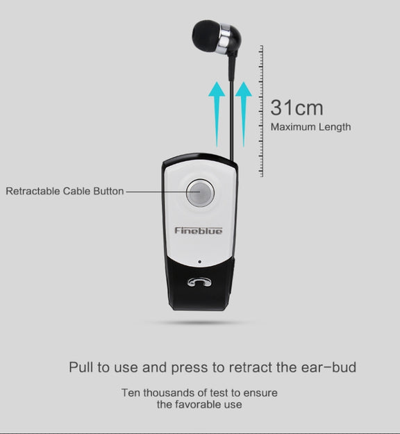 Fineblue F960 CSR4.1 Retractable Cable Caller Vibration Reminder Anti-theft Bluetooth Headset