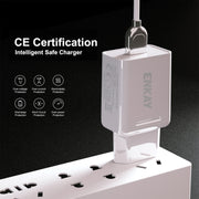 ENKAY Hat-Prince T003-1 10.5W 2.1A Dual USB Charging EU Plug Travel Power Adapter With 2.1A 1m Micro USB Cable