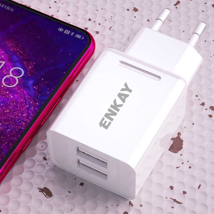 ENKAY Hat-Prince T003-1 10.5W 2.1A Dual USB Charging EU Plug Travel Power Adapter With 2.1A 1m Micro USB Cable