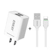 ENKAY Hat-Prince U008-1 10.5W 2.1A Dual USB Charging US Plug Travel Power Adapter With 2.1A 1m 8 Pin Cable - free shipping - PMC TechLife - Order now!