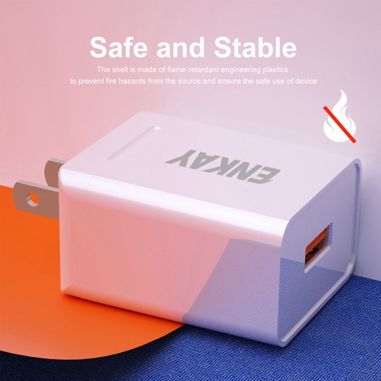 ENKAY Hat-Prince U036 18W 3A QC3.0 Fast Charging Power Adapter US Plug Portable Travel Charger With 3A 1m Micro USB Cable