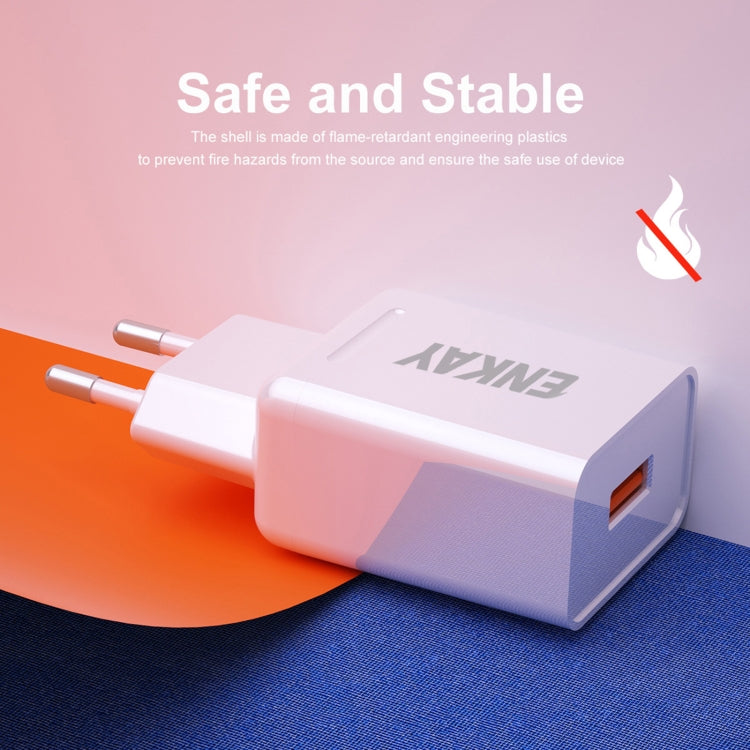 ENKAY Hat-Prince T033 18W 3A QC3.0 Fast Charging Power Adapter EU Plug Portable Travel Charger With 3A 1m Micro USB Cable