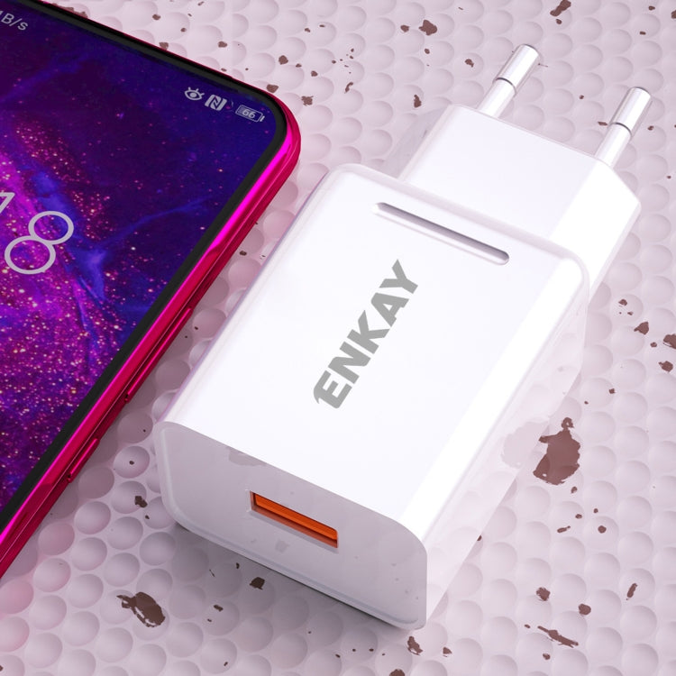 ENKAY Hat-Prince T033 18W 3A QC3.0 Fast Charging Power Adapter EU Plug Portable Travel Charger With 3A 1m Micro USB Cable