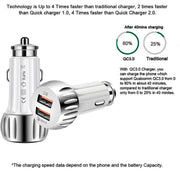 YSY-310QC18W QC3.0 Dual Port USB Car Charger + 3A USB to Micro USB Data Cable, Cable Length: 1m(Black)