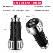 YSY-310QC18W QC3.0 Dual Port USB Car Charger + 3A USB to Micro USB Data Cable, Cable Length: 1m(White)